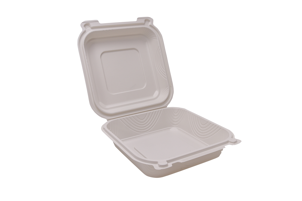 Disposable PP Lunch box with lid sealing black square one grid fast food box